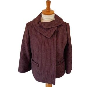 VALETTE Brown Wool Textured Short Jacket Size Medium New